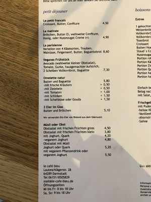 They offer a fully vegan breakfast and a fruit salad or granola with a vegan yoghurt option  at Blue Bee in Darmstadt