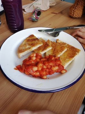 Kids beans on toast at The Cook in The Nook in Cosby