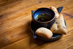 Fresh continental breads and a balsamic dip. at The Gallery in Ipswich