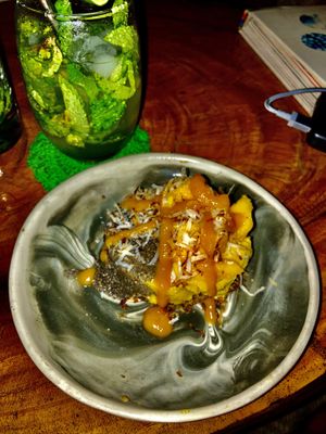 mango/coconut pudding  at Yay Sustainable Restaurant Lodge in Magdalena