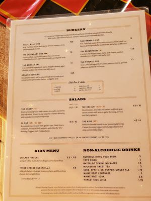 Menu back at Bear King Brewing Company in Marble Falls