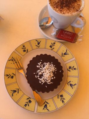 Raw chocolate pie  at Loving Hut in Menton