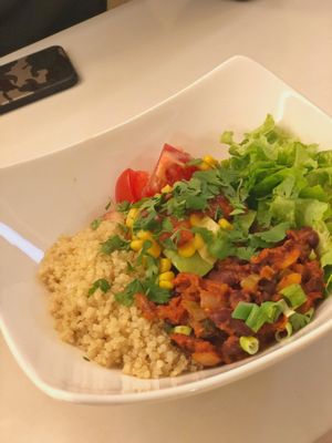 Quinoa and red beans  at Loving Hut in Menton