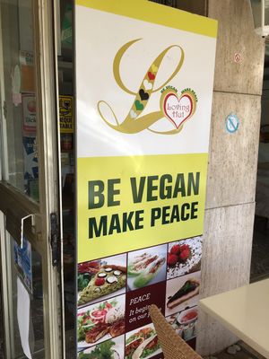 Sign  at Loving Hut in Menton