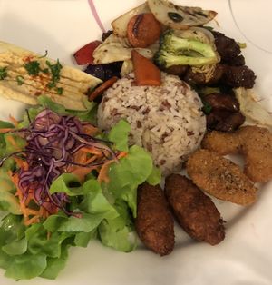 Discovery plate, delicious  at Loving Hut in Menton