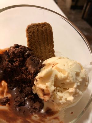 Chocolate and vanilla ice cream  at Loving Hut in Menton