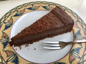 Vegan chocolate cheesecake  at Loving Hut in Menton