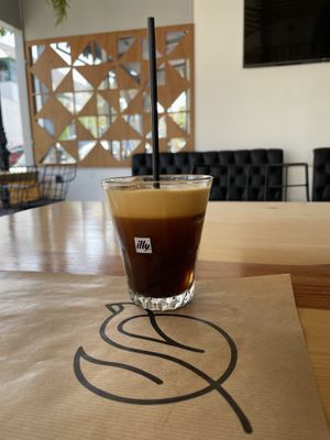 Espresso freddo at The Finch in Santorini