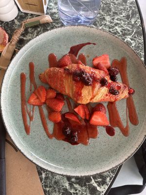 Vegan strawberry croissant  at The Finch in Santorini
