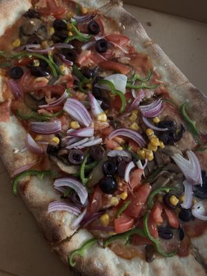  Vegan Pizza with plant based cheese  at The Finch in Santorini