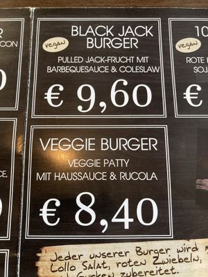 Burger choices at Rothen-Burger in Rothenburg Ob Der Tauber