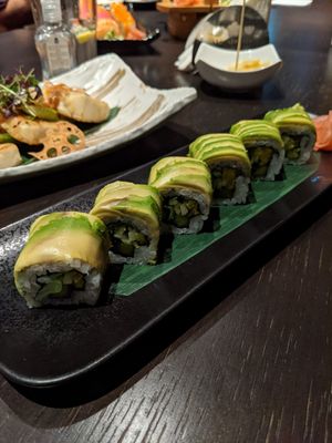 Vegan maki roll at Kanpai in Dubai