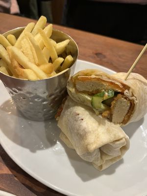 Sad wrap and sad fries  at Cuan Mor in Oban