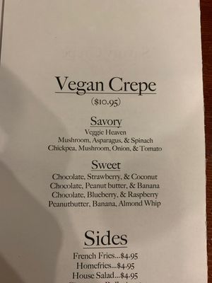 Vegan Crepe Options at House of Crepes in Rutherford