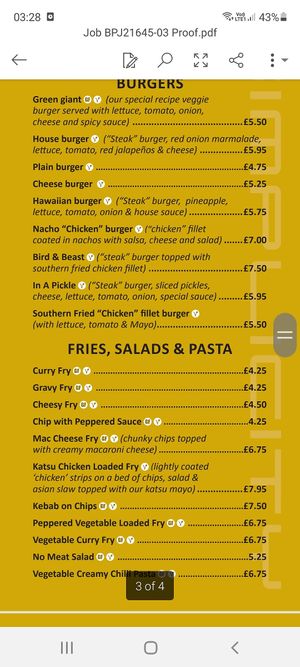 2022 menu at Simplicity in Cullybackey