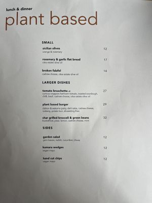 Secret vegan menu. November 2023  at Two Grey - Cafe, Bar & Eatery in Wellington