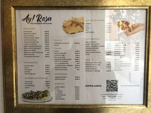 Menu with vegetarian section   at La Rosa Negra in Madrid