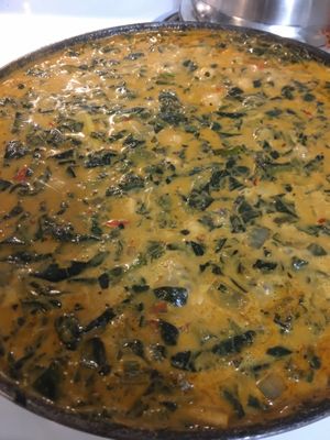 Creamed Spinach coconut curry spinach with chick peas herbs & spices over brown rice at Berrybrook Farms in Charlotte