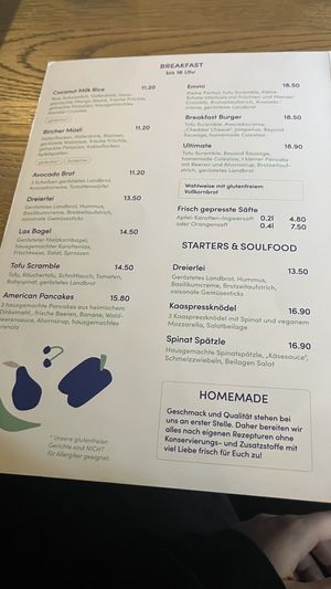 speisekarte seite 1  at Emmi's Kitchen in Augsburg