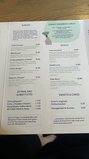 speisekarte seite 2  at Emmi's Kitchen in Augsburg
