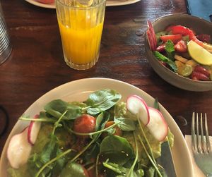 Avocado Toast & fruit salad  at Café Janis in Lisbon
