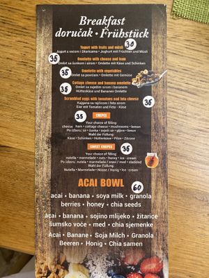 Frühstückskarte at Vrata O Grada in Trogir