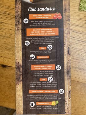 Sandwich Karte at Vrata O Grada in Trogir