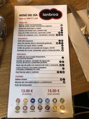 Menú at Lanbroa in Pamplona