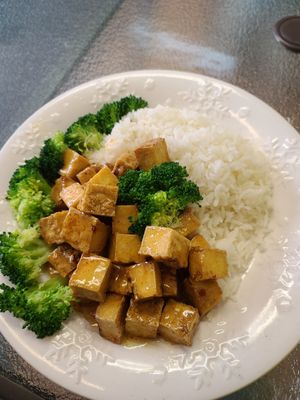 Special order,  orange tofu at Vegan Thai Co in Longmont