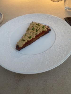 Aubergine and nut cheese “pizza"  at Pelegrini in Sibenik