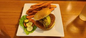 Plant-based chicken sandwich at Cowboy Cafe in Sheridan
