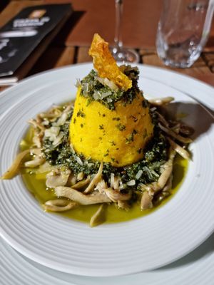 Tortino di Polenta i Funghi at Francesco Trattoria in Monte Belo Do Sul