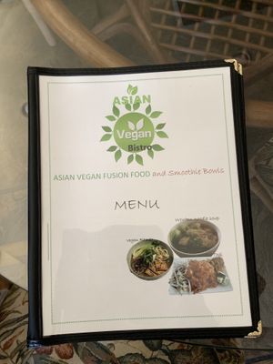 Front of menu at Asian Vegan Bistro in Bakersfield