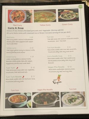 Thai vegan menu section 2 at Asian Vegan Bistro in Bakersfield