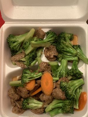 Beef and broccoli  at Asian Vegan Bistro in Bakersfield