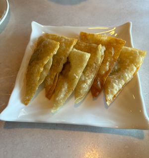 Fried wonton stuffed with vegan cream cheese at Asian Vegan Bistro in Bakersfield