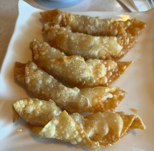 Firecracker soy shrimp (shrimp wrapped in wonton and served with sweet chili sauce) at Asian Vegan Bistro in Bakersfield
