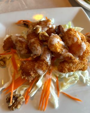 Honey walnut shrimp! at Asian Vegan Bistro in Bakersfield