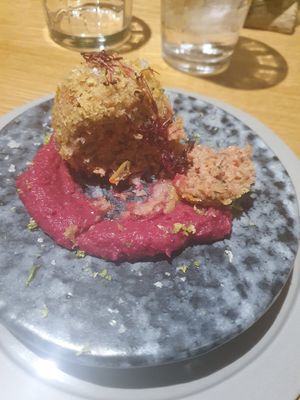 Inside the vegan bomb starter at Three House Hotel & Gastrobar in Funchal