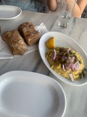 fava & bread  at Lotza in Santorini