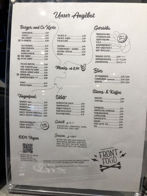 Speisekarte  at Front Food in Vienna