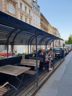 Outside sitting area at Front Food in Vienna