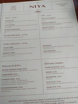 Morning menu  at NIYA in Casablanca