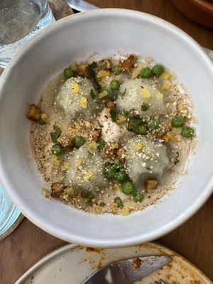 Pea ravioli  at NIYA in Casablanca