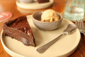 chocolate cake with hazelnut ice-cream at NIYA in Casablanca