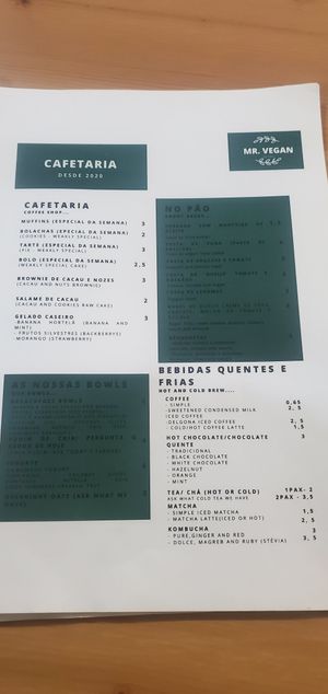 Menu at Mr. Vegan in Costa Da Caparica
