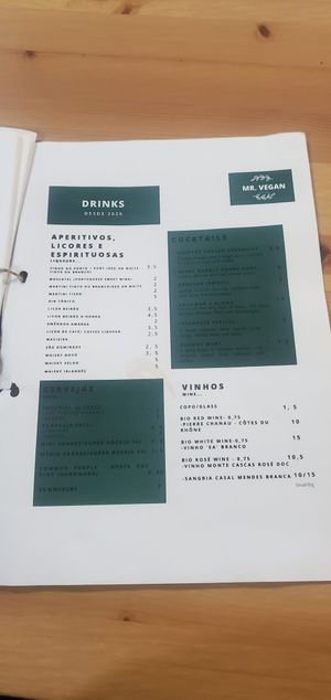 Menu at Mr. Vegan in Costa Da Caparica