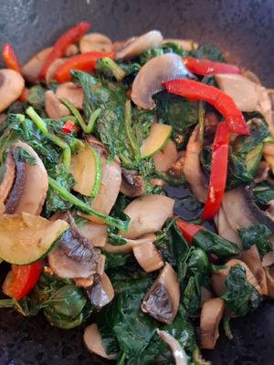 Stir fried veggies and mushrooms at El Patio in Tarifa