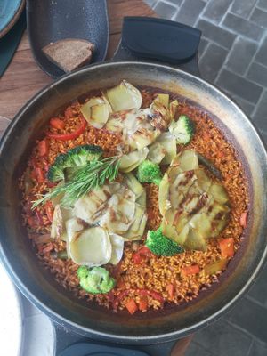 Paella vegan at El Patio in Tarifa