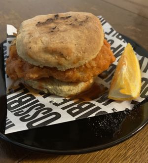 spicy chicken honey biscuit  at Your Local Seitanist in Chattanooga